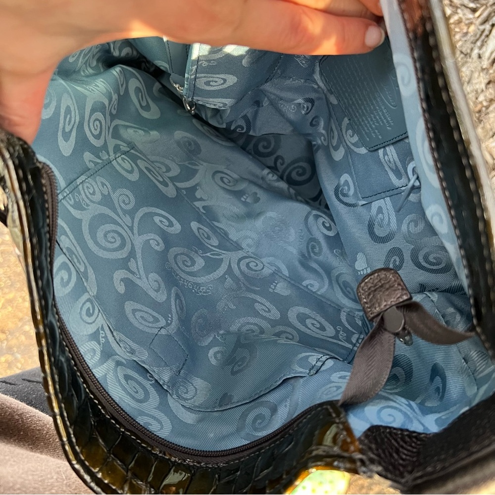 Croc-Embossed Brighton Green Hobo Tote Bag - Picture 6 of 6